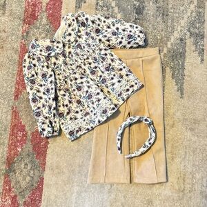 Joie Baby Girls Floral Smocked Top Pants Headband‎ Set 24M